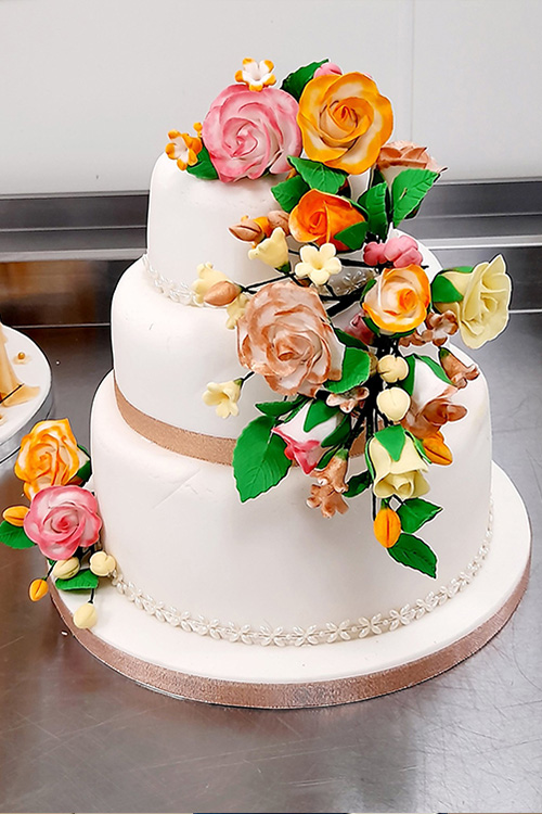 Student's cake decorated with flowers