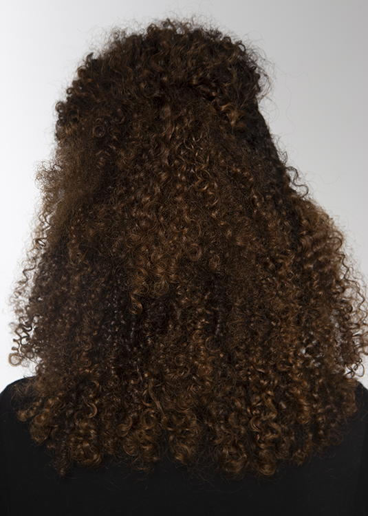 Back of student's head showing styled afro-curly hair
