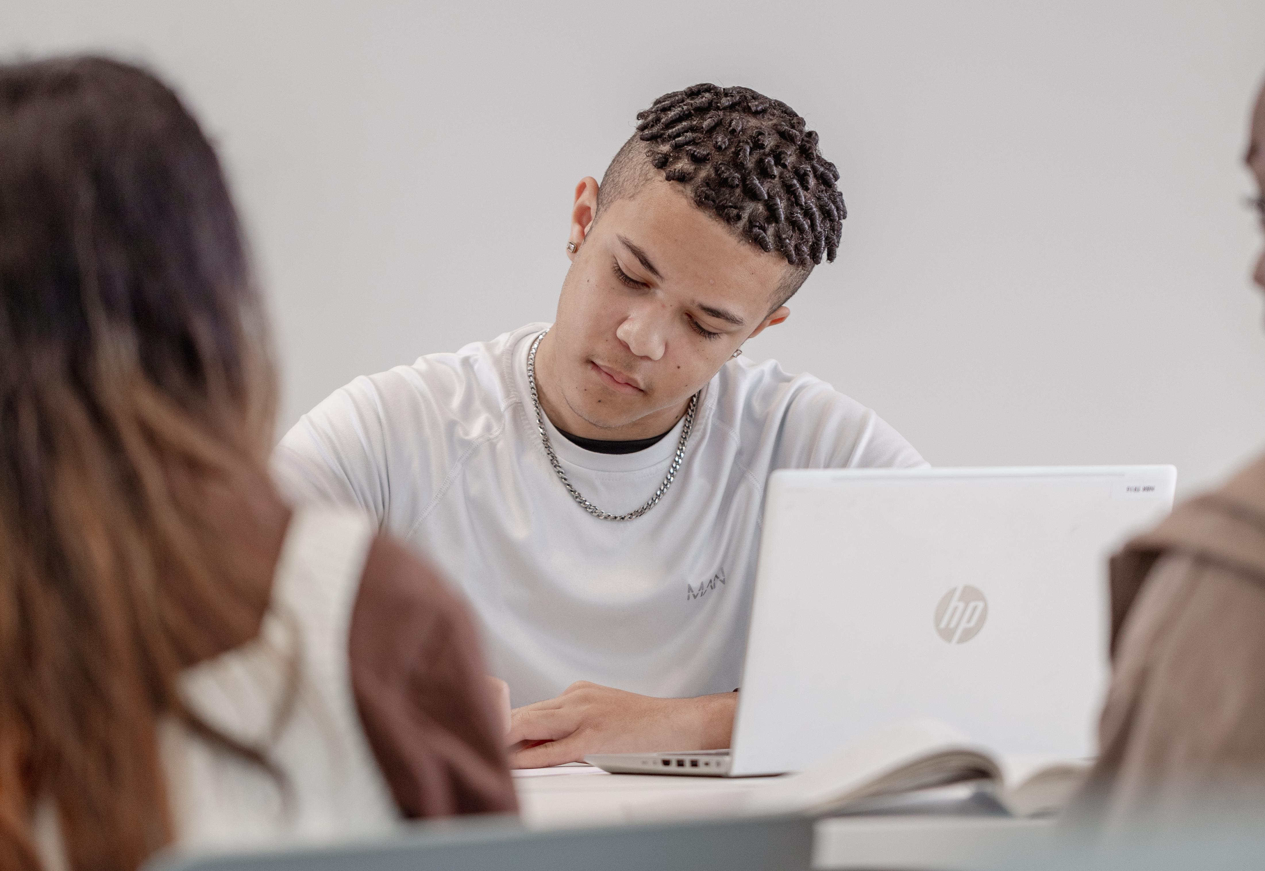 Student reading a book