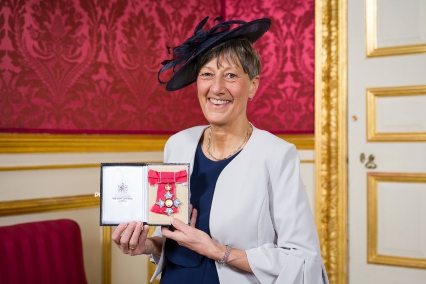 Gill Worgan with CBE award