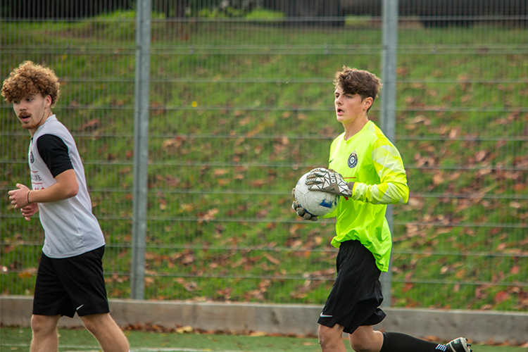 Goalkeeper holding the ball