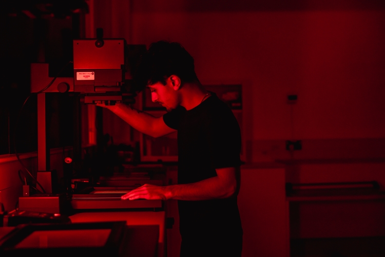 Student working on a photography project