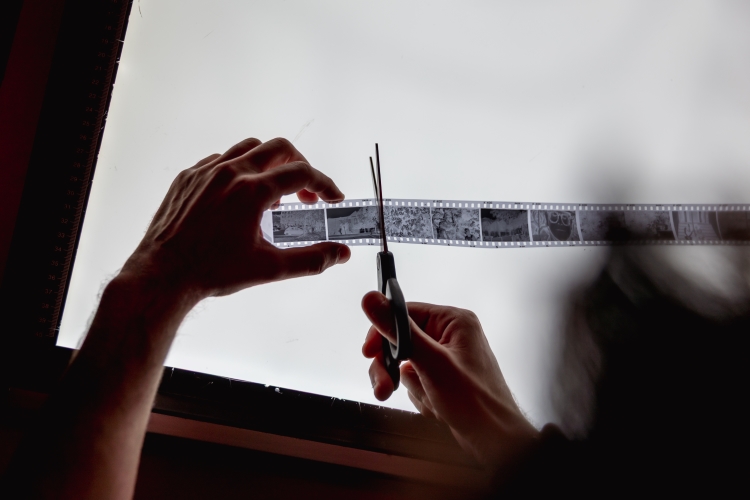 Student working with Photography film