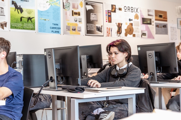 Student working on a Product and Craft project on the computer