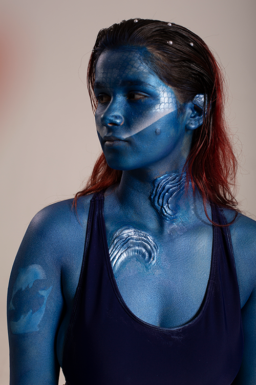 student with makeup on