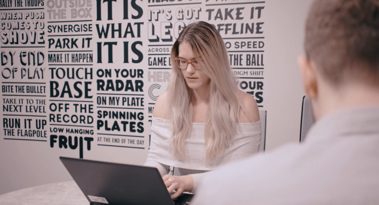 student using laptop