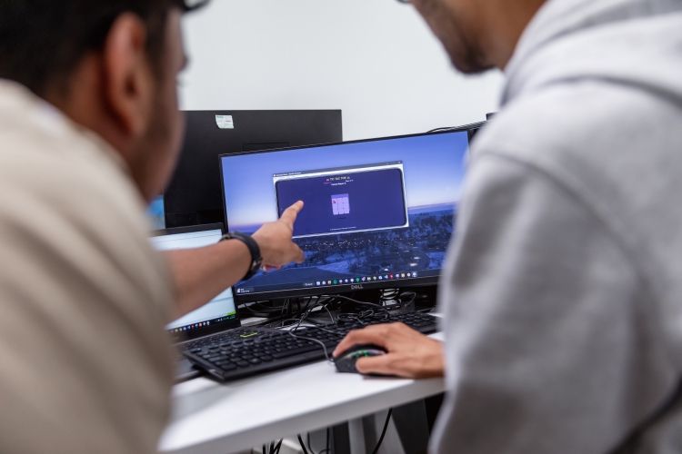 Students working on a computing project