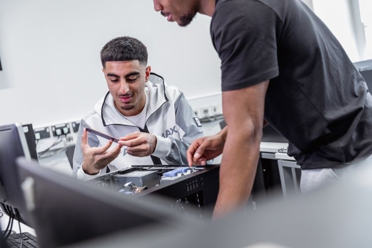 Students working on a computing project