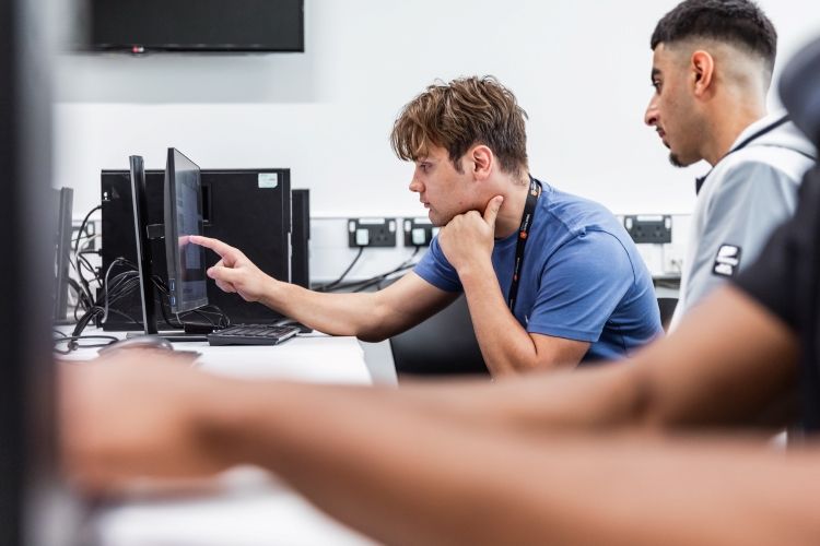 Students working on a computing project