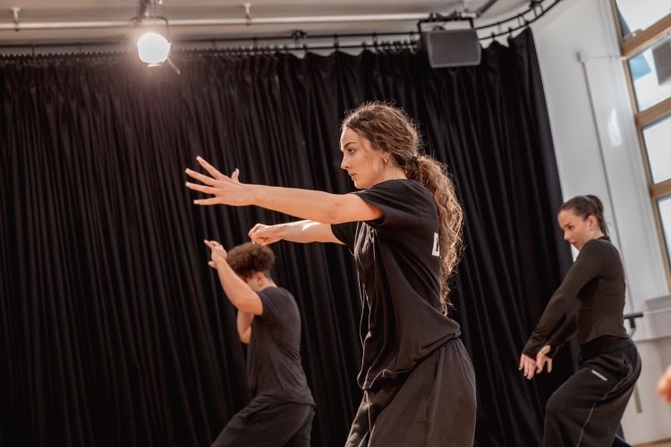 group of students dancing