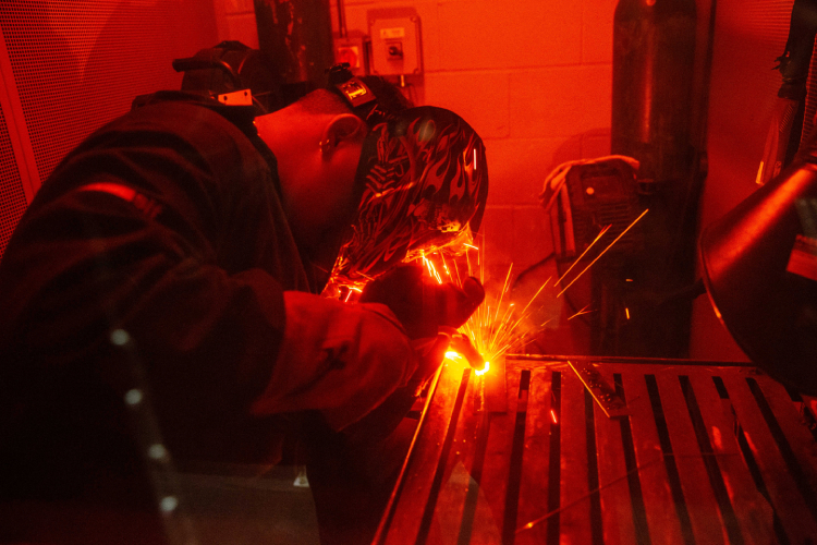 Student welding