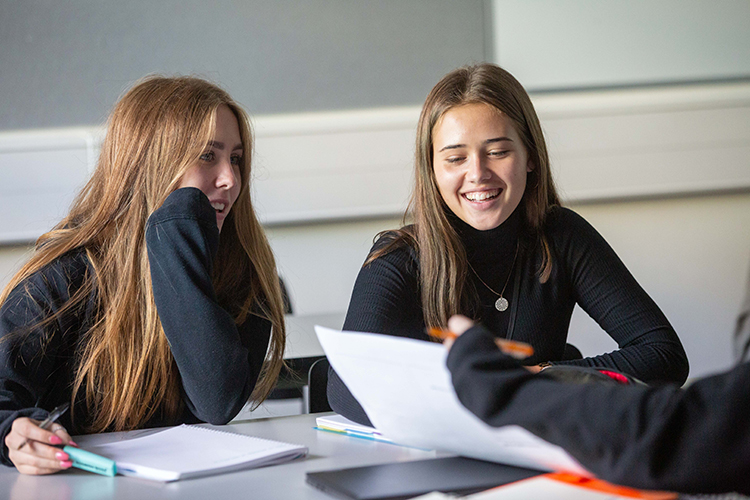 Students discussing in a group