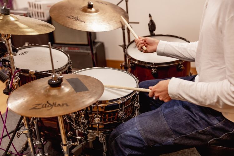 Student working on a music project