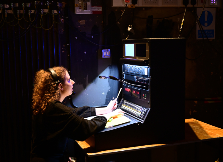 student using equipment