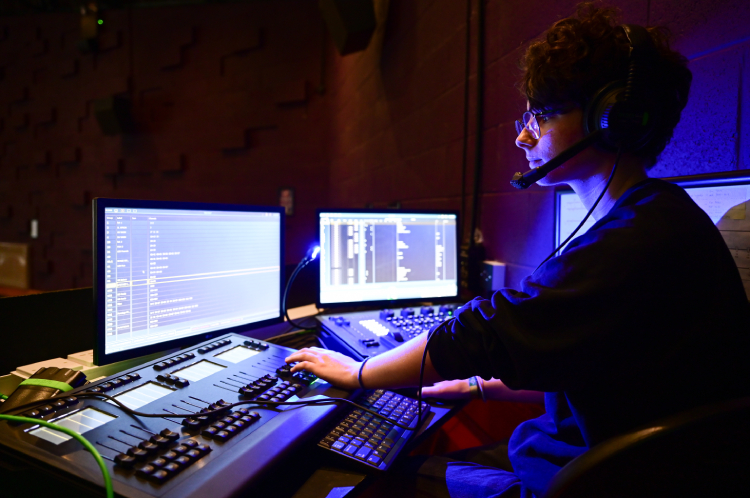 student using PC