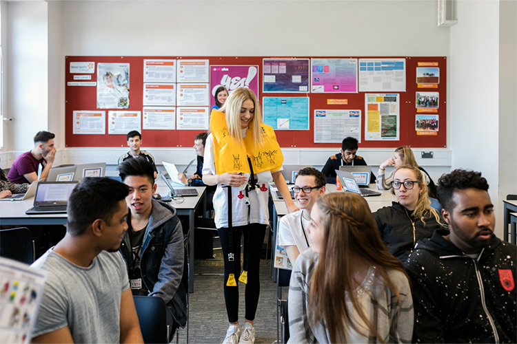 Student with a life jacket on practicing flight information