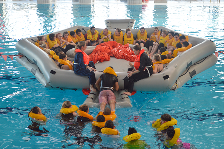 Wet training with students wearing life jackets