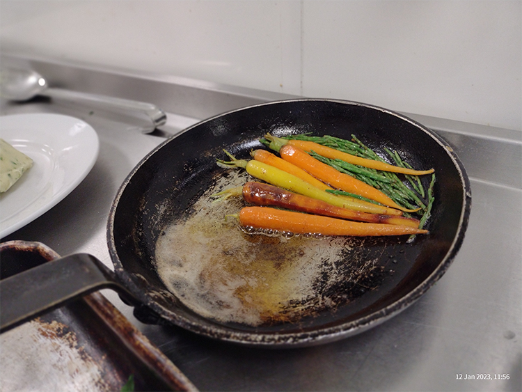 Carrots in frying pan