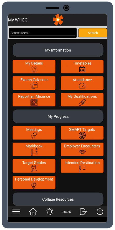 My WHCG App mockup   home page