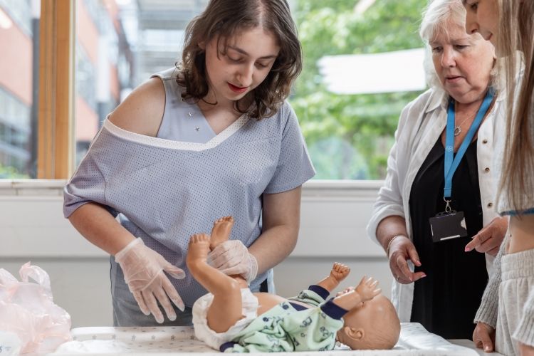 students taking blood pressure