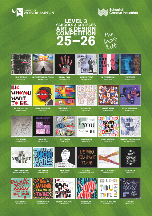 Poster displaying all shortlisted designs