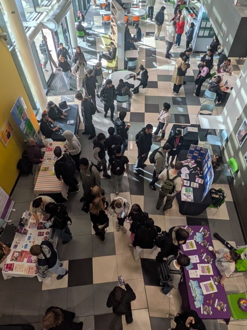 High up photo showcasing number of people at event