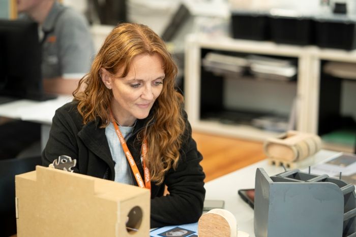 Amy looking at projects