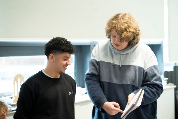 Students discussing projects